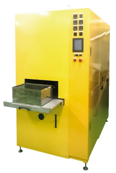 Vacuum washing machines for rinsing in hydrocarbon environment at high temperature