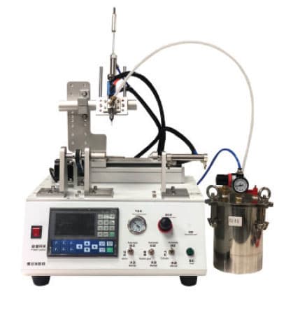 Needle-type adhesive dispenser for fasteners