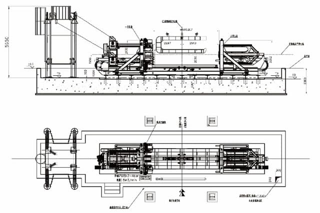 Wire coil strapping equipment installation layout