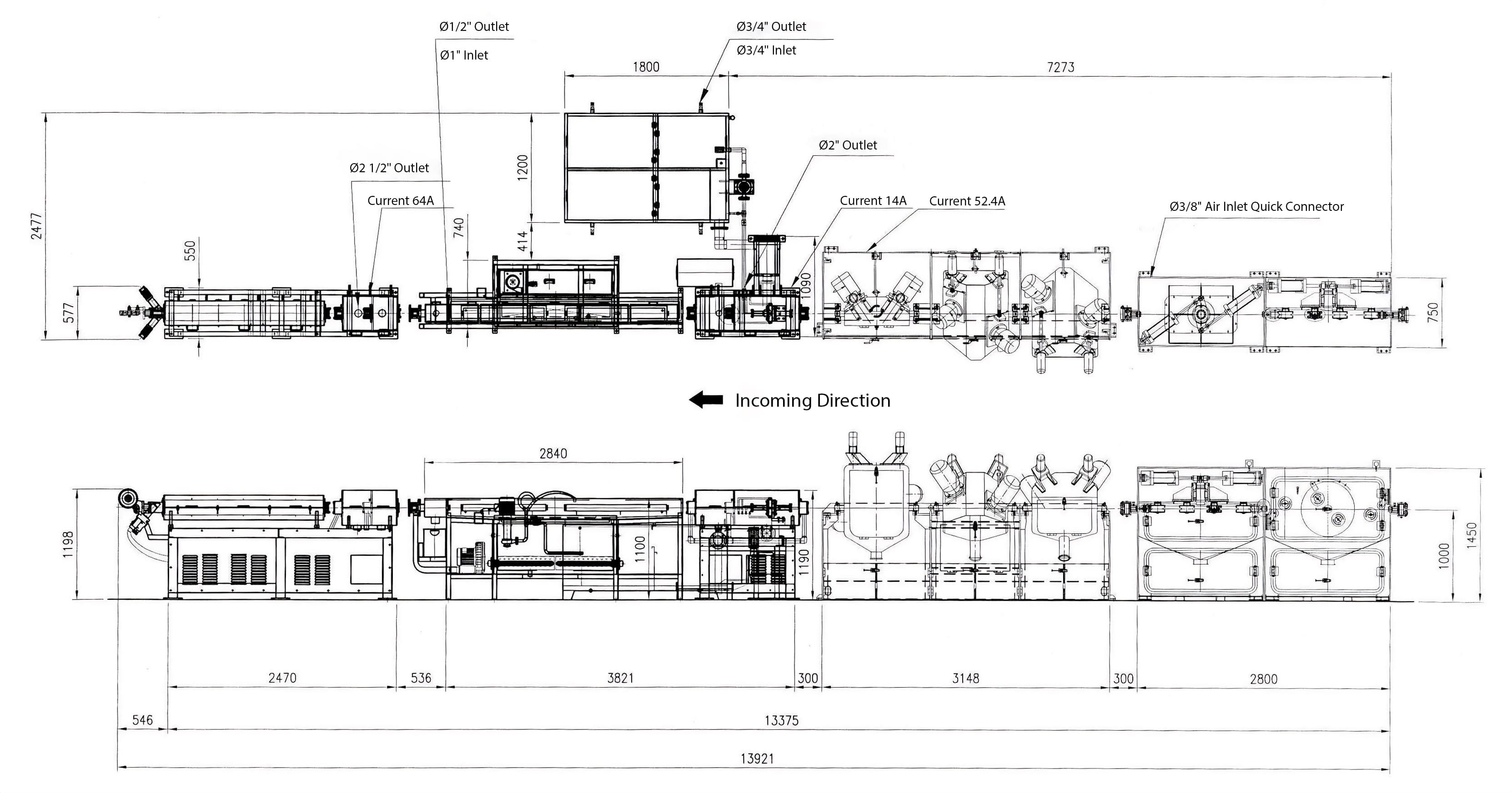 equipment for descaling, washing, coatingr and drying