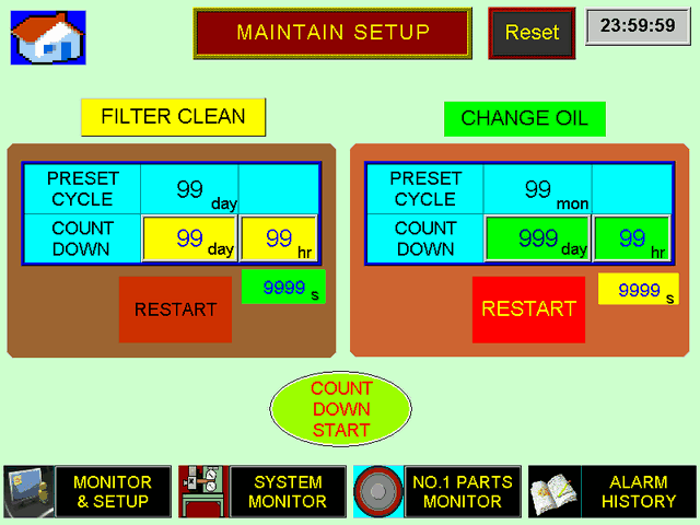 Equipment maintenance period setting screen